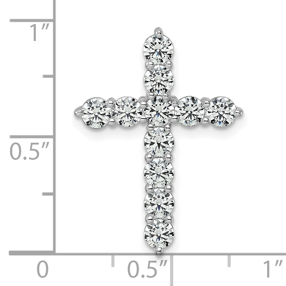 14k White Gold 2 Ct. Lab Grown Diamond VS/SI+ G+ Cross Chain Slide Pendant