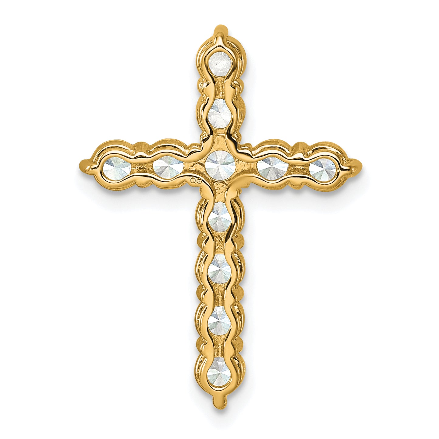 14k Yellow Gold 2 Ct. Lab Grown Diamond VS/SI+ G+ Cross Chain Slide Pendant