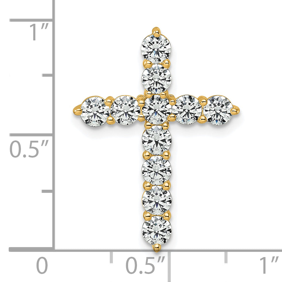 14k Yellow Gold 2 Ct. Lab Grown Diamond VS/SI+ G+ Cross Chain Slide Pendant