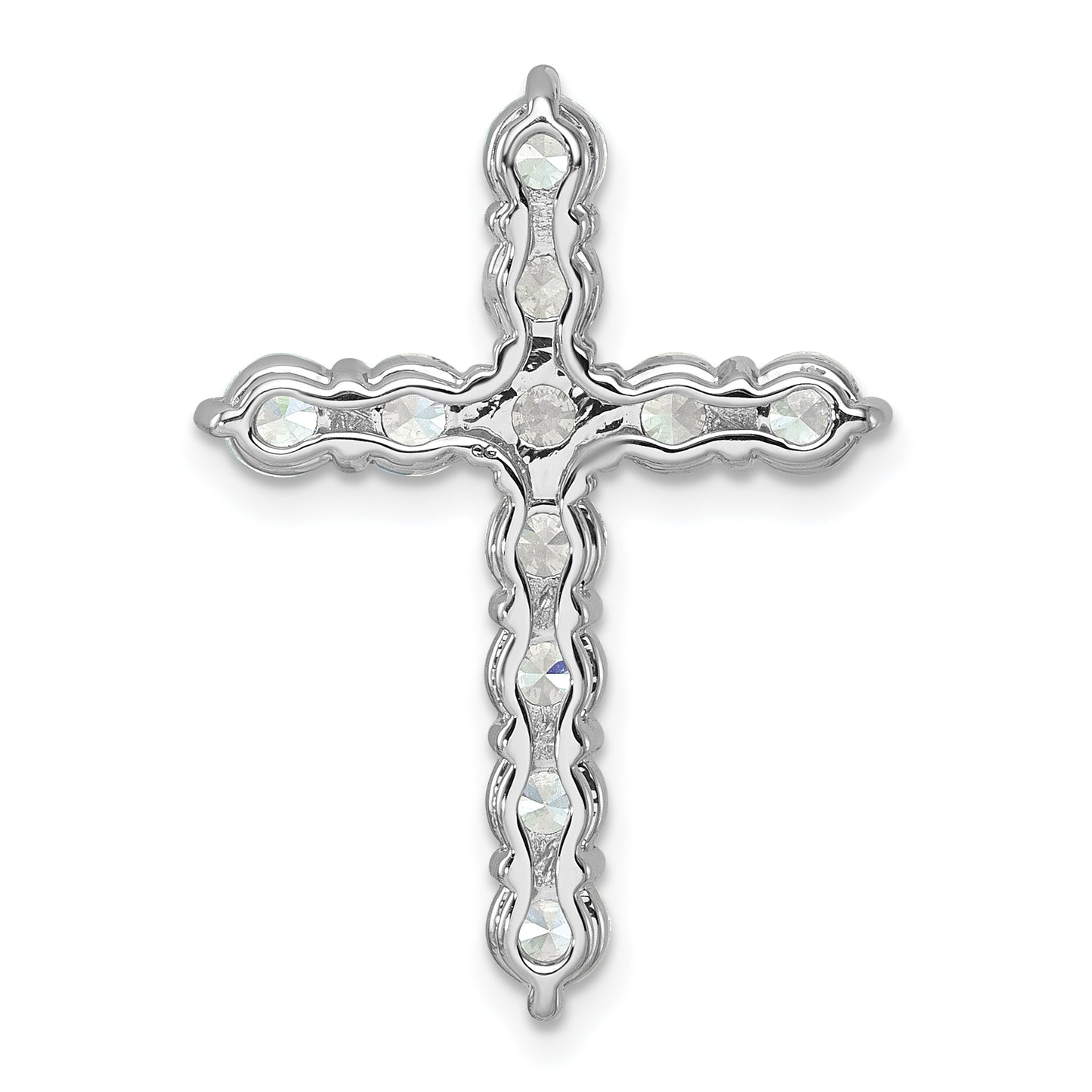 14k White Gold 3 Ct. Lab Grown Diamond VS/SI+ G+ Cross Chain Slide Pendant