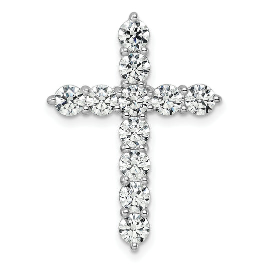 14k White Gold 3 Ct. Lab Grown Diamond VS/SI+ G+ Cross Chain Slide Pendant