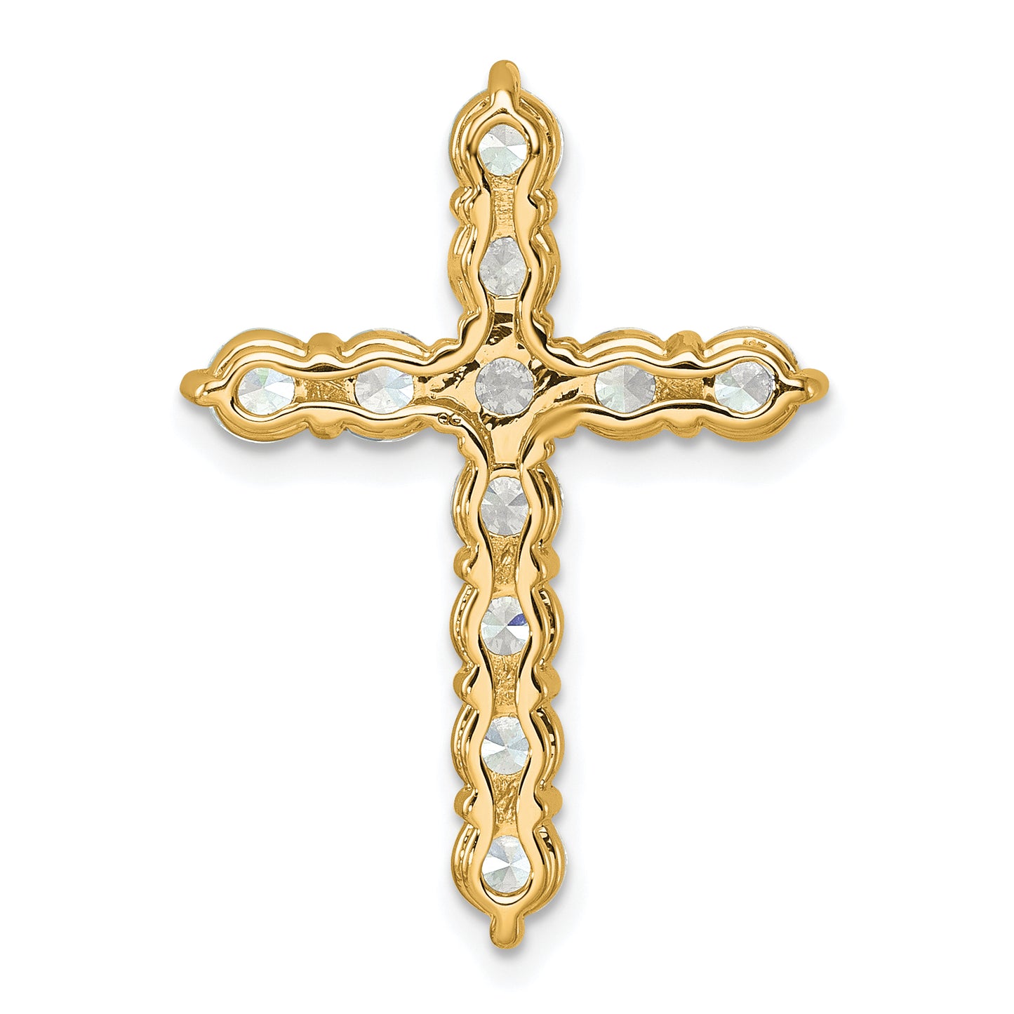 14k Yellow Gold 3 Ct. Lab Grown Diamond VS/SI+ G+ Cross Chain Slide Pendant