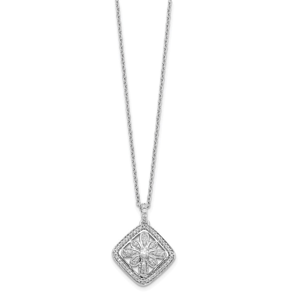 14k White Gold 1/4 Ct. Lab Grown Diamond VS/SI+ G+ 18 inch Vintage Pendant Necklace