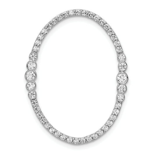 14k White Gold 3/4 Ct. Lab Grown Diamond VS/SI+ G+ Oval Chain Slide Pendant