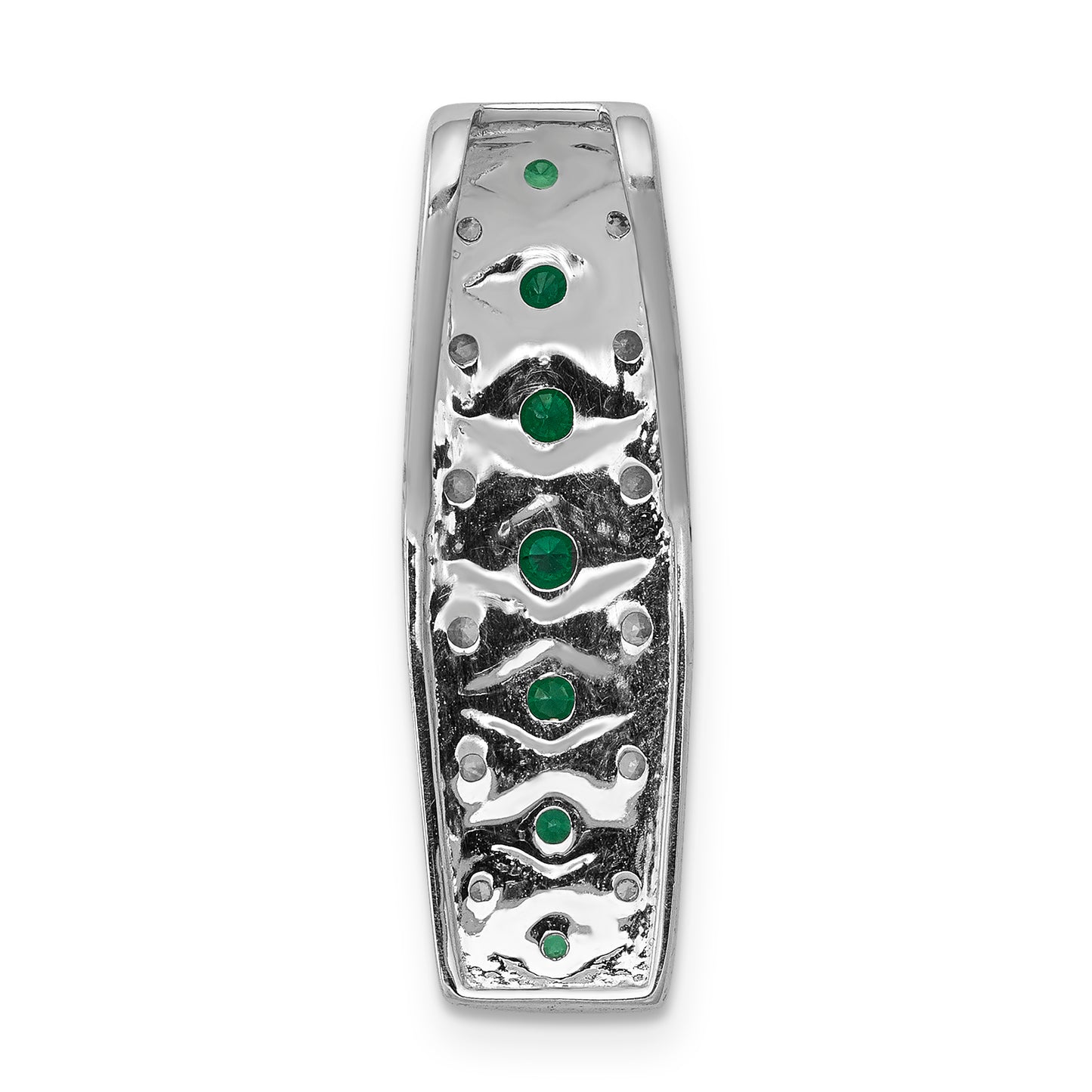 14k White Gold 1/5 Ct. Lab Grown Diamond VS/SI+ G+ and Lab Created Emerald Chain Slide Pendant