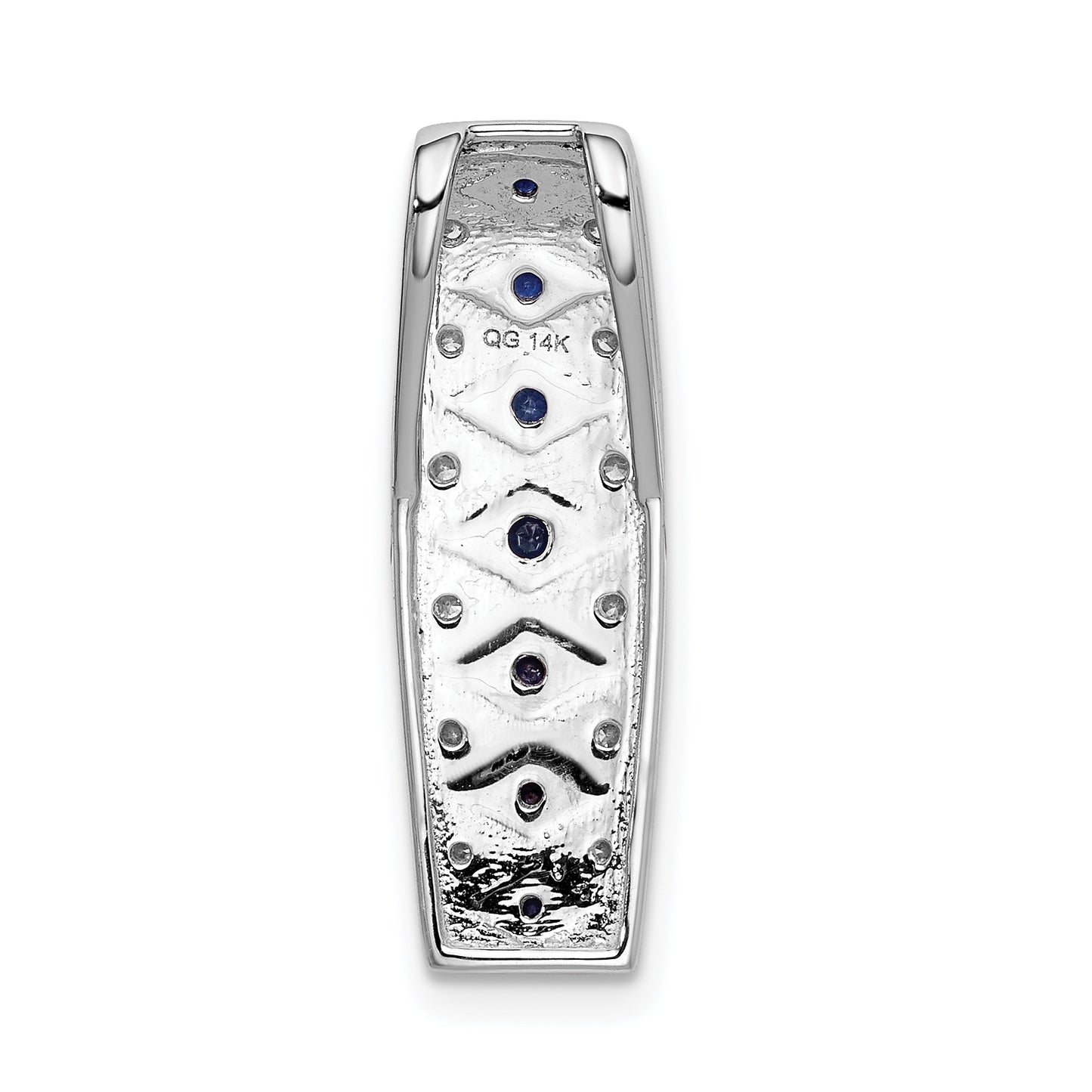 14k White Gold 1/5 Ct. Lab Grown Diamond VS/SI+ G+ and Lab Created Blue Sapphire Chain Slide Pendant