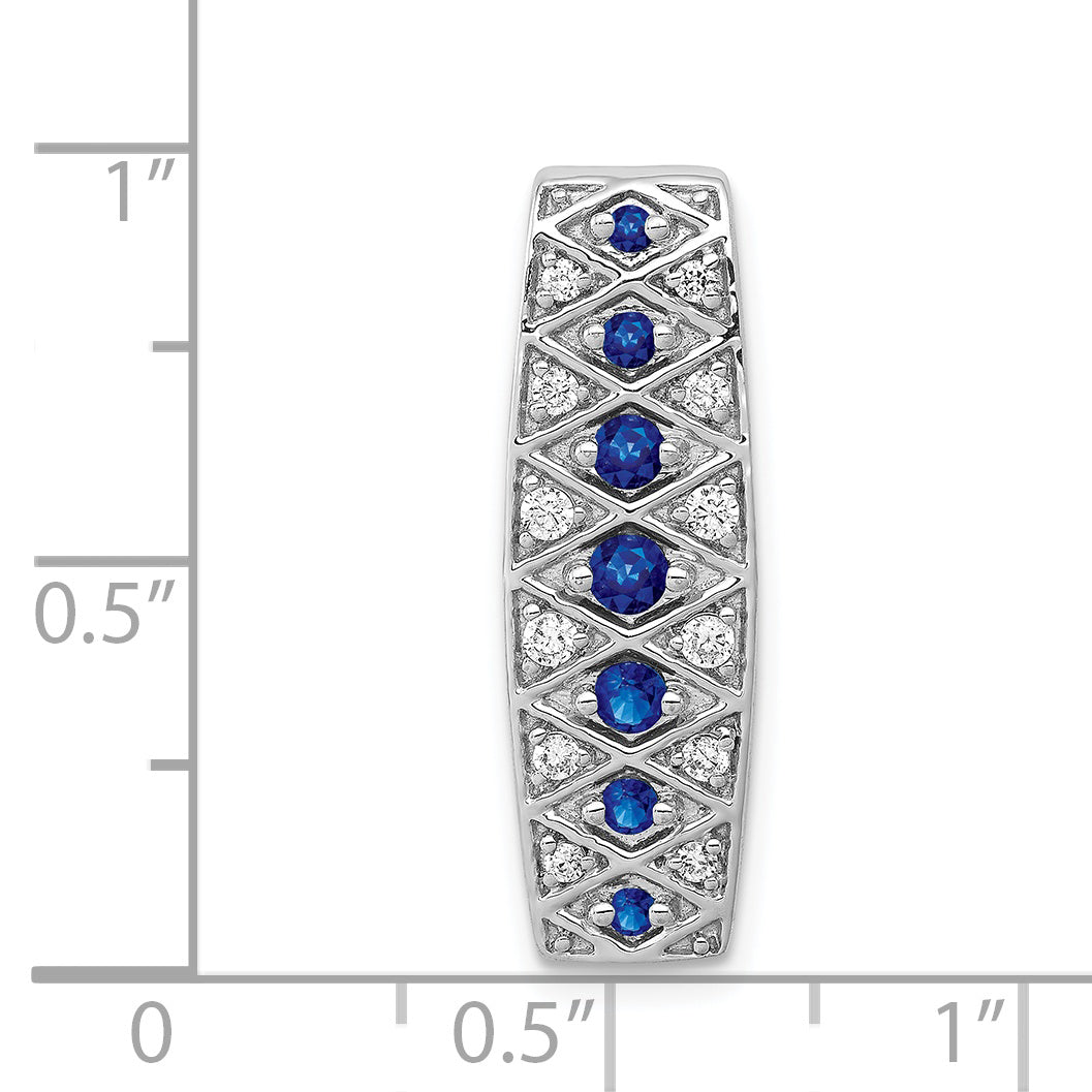 14k White Gold 1/5 Ct. Lab Grown Diamond VS/SI+ G+ and Lab Created Blue Sapphire Chain Slide Pendant