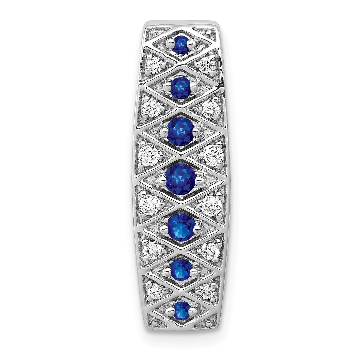 14k White Gold 1/5 Ct. Lab Grown Diamond VS/SI+ G+ and Lab Created Blue Sapphire Chain Slide Pendant