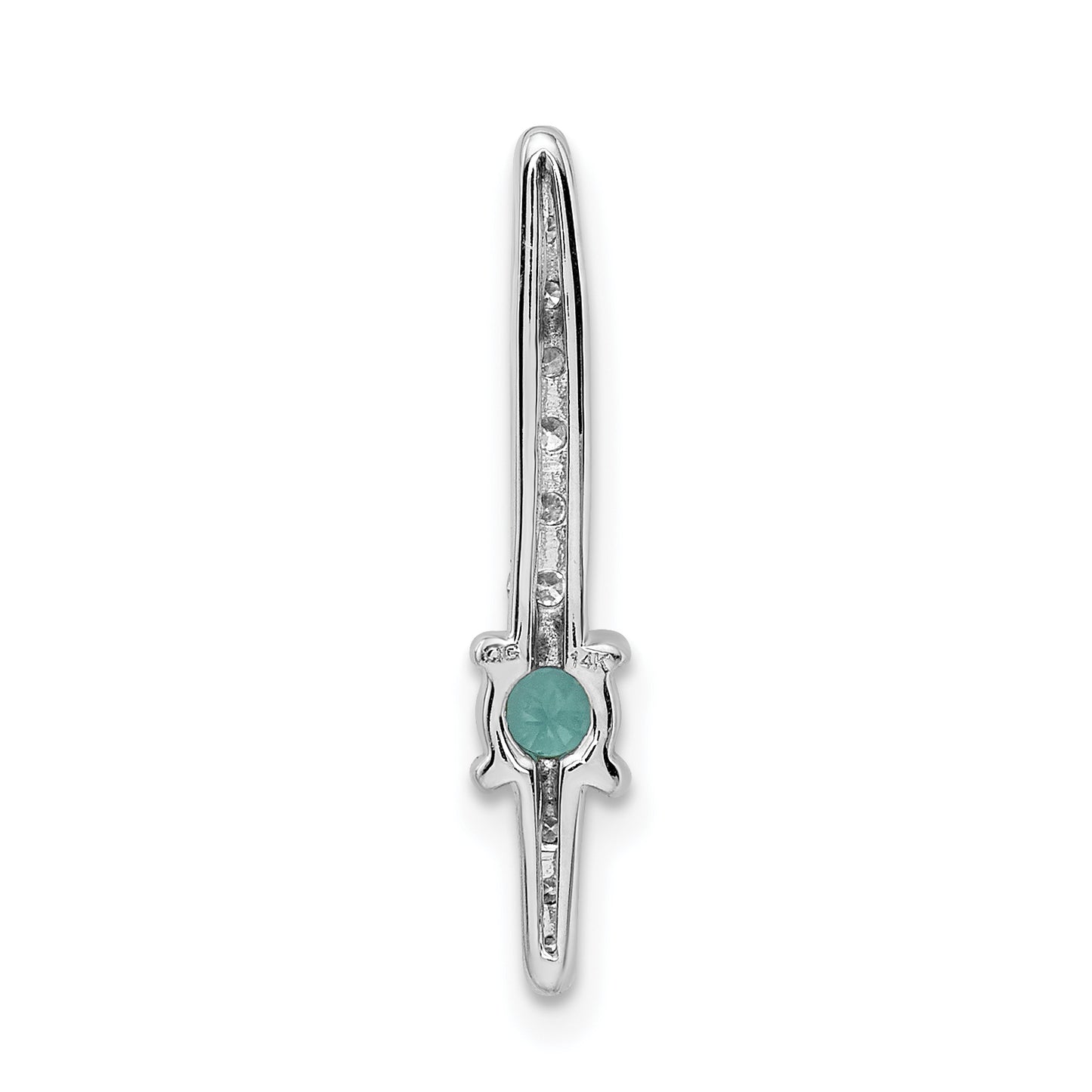 14k White Gold 1/6 Ct. Lab Grown Diamond VS/SI+ G+ and Lab Created Emerald Chain Slide Pendant