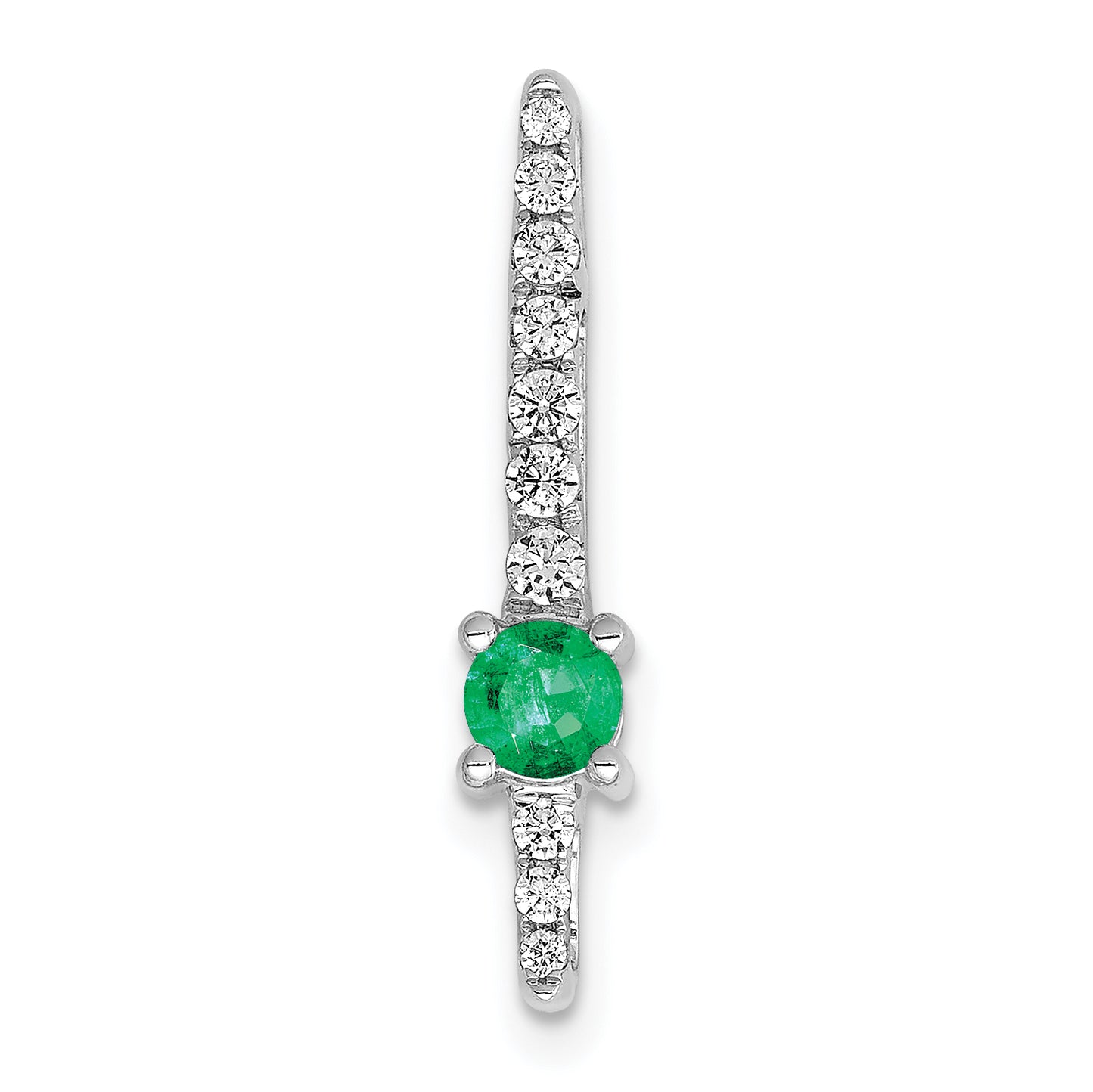 14k White Gold 1/6 Ct. Lab Grown Diamond VS/SI+ G+ and Lab Created Emerald Chain Slide Pendant