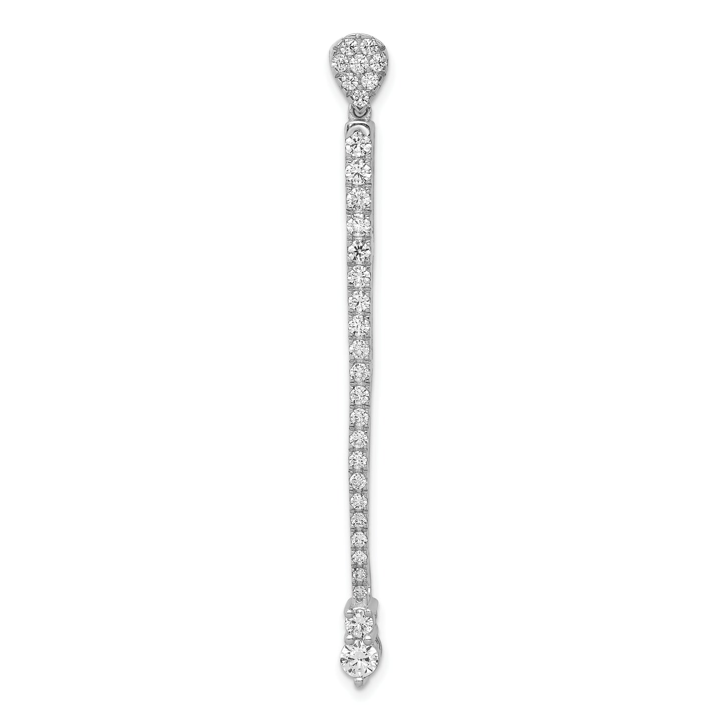 14k White Gold 1 Ct. Lab Grown Diamond VS/SI+ G+ Fancy Bar Chain Slide Pendant