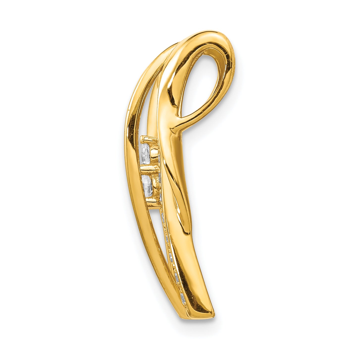 14k Yellow Gold 3/8 Ct. Lab Grown Diamond VS/SI+ G+ Fancy Curve Bar Chain Slide Pendant