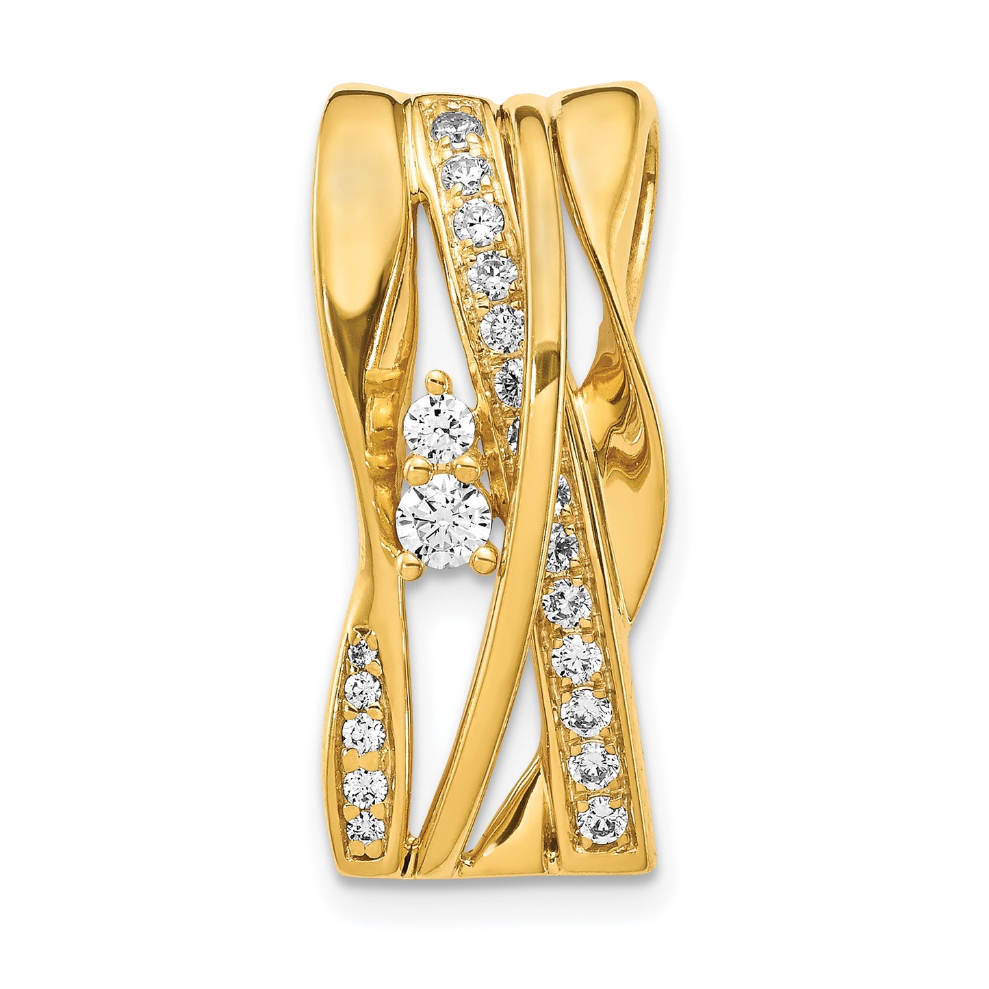 14k Yellow Gold 3/8 Ct. Lab Grown Diamond VS/SI+ G+ Fancy Curve Bar Chain Slide Pendant