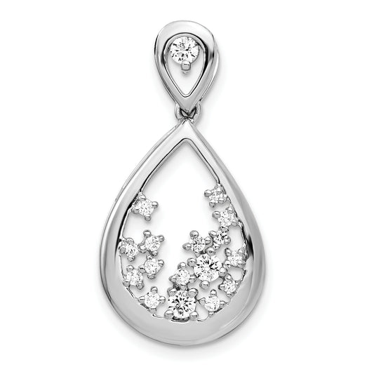 14K White Gold Lab Grown Diamond VS/SI FGH Fancy Teardrop Pendant