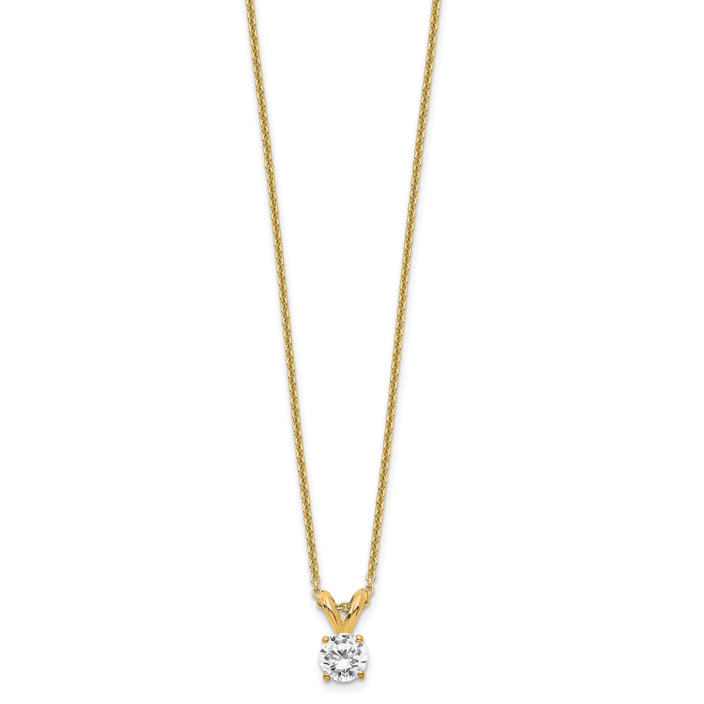 14k Yellow Gold 1/4 Ct. Lab Grown Diamond VS/SI+ G+ Round Four Prong 18 inch Solitaire Pendant Necklace