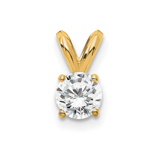 14k Yellow Gold 1/4 Ct. Lab Grown Diamond VS/SI+ G+ Round Complete Four Prong Solitaire Pendant