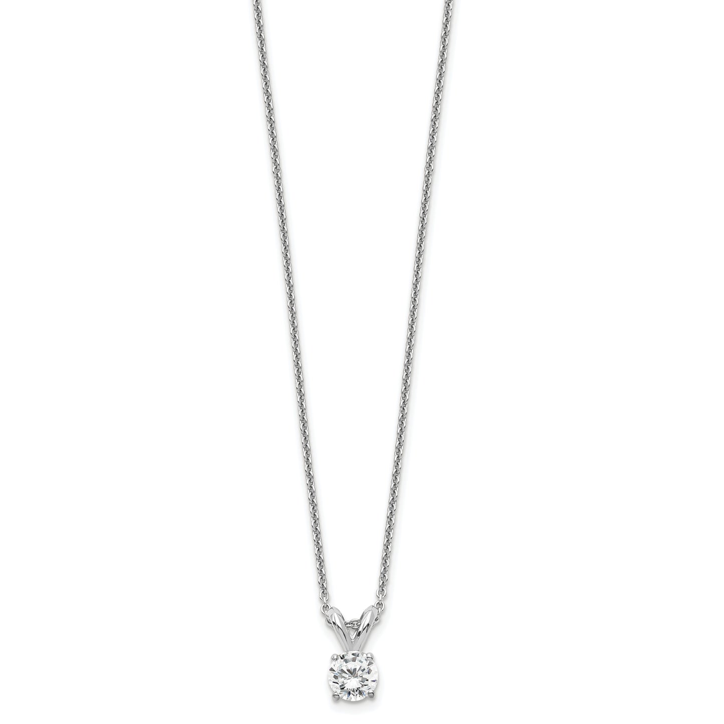 14k White Gold 1/4 Ct. Lab Grown Diamond VS/SI+ G+ Round Four Prong 18 inch Solitaire Pendant Necklace