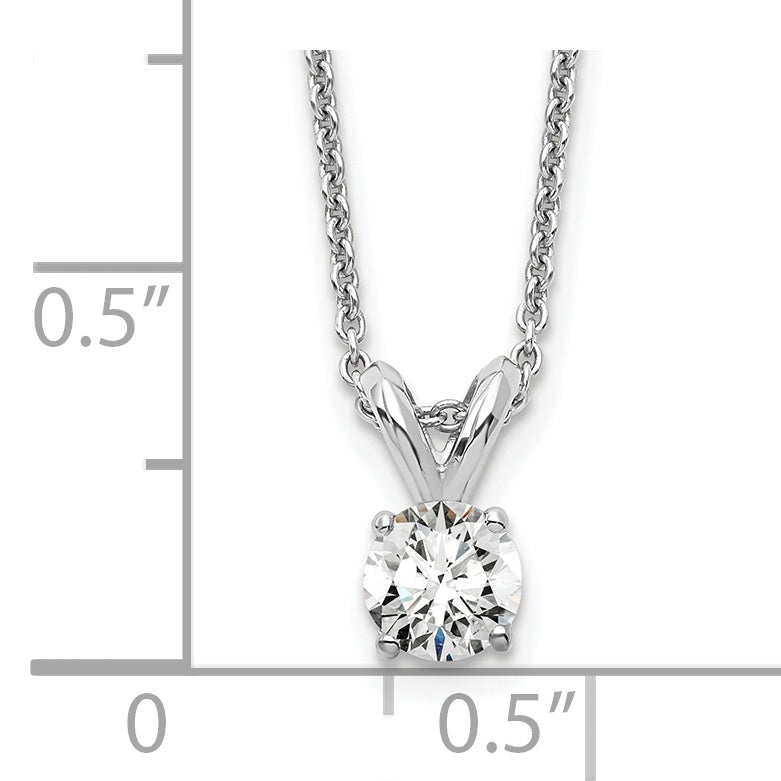 14k White Gold 1/4 Ct. Lab Grown Diamond VS/SI+ G+ Round Four Prong 18 inch Solitaire Pendant Necklace