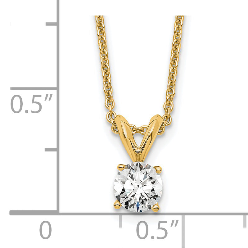 14k Yellow Gold 1/3 Ct. Lab Grown Diamond VS/SI+ G+ Round Four Prong 18 inch Solitaire Pendant Necklace