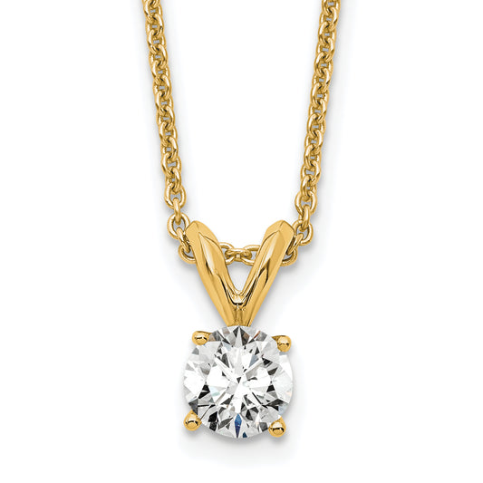 14k Yellow Gold 1/3 Ct. Lab Grown Diamond VS/SI+ G+ Round Four Prong 18 inch Solitaire Pendant Necklace