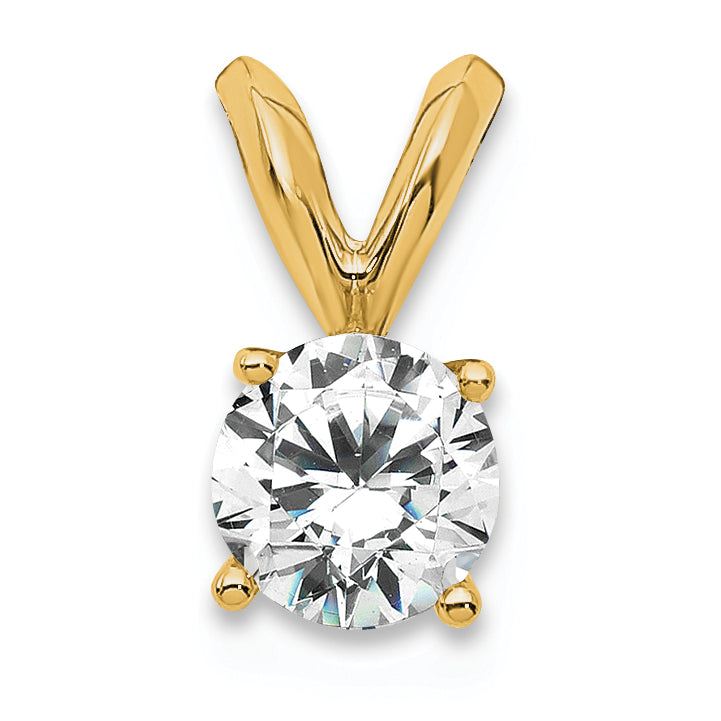 14k Yellow Gold 14k 1/3 carat Certified Lab Grown Diamond VS+ F+ Round Complete Four Prong Solitaire Pendant