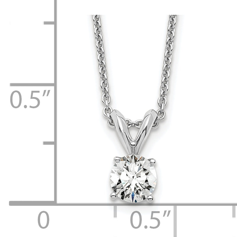 14k White Gold 1/3 Ct. Lab Grown Diamond VS/SI+ G+ Round Four Prong 18 inch Solitaire Pendant Necklace