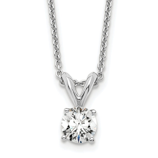 14k White Gold 1/3 Ct. Lab Grown Diamond VS/SI+ G+ Round Four Prong 18 inch Solitaire Pendant Necklace