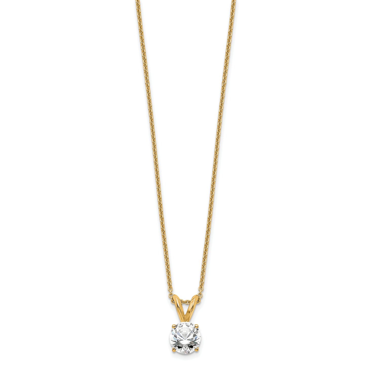 14k Yellow Gold 1/2 Ct. Lab Grown Diamond VS/SI+ G+ Round Four Prong 18 inch Solitaire Pendant Necklace