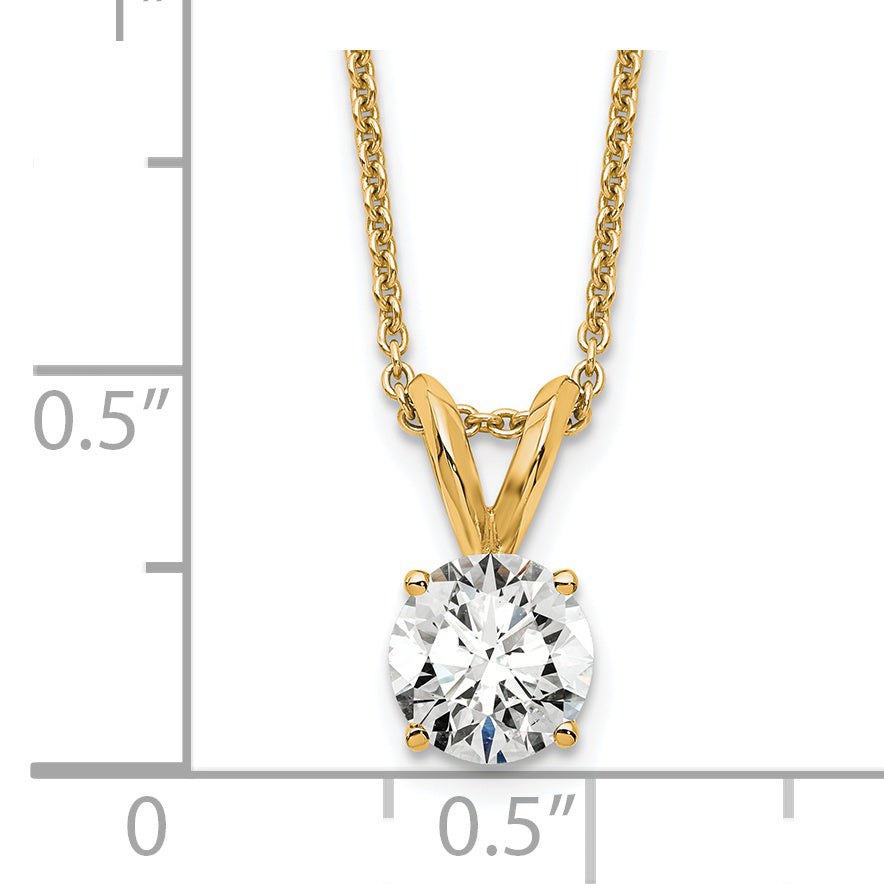 14k Yellow Gold 1/2 Ct. Lab Grown Diamond VS/SI+ G+ Round Four Prong 18 inch Solitaire Pendant Necklace