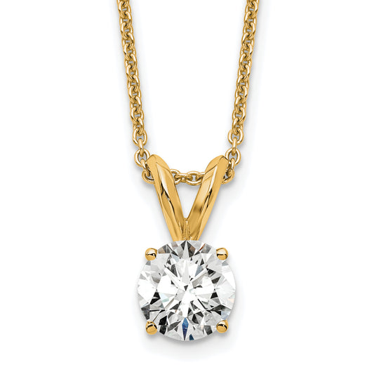 14k Yellow Gold 1/2 Ct. Lab Grown Diamond VS/SI+ G+ Round Four Prong 18 inch Solitaire Pendant Necklace