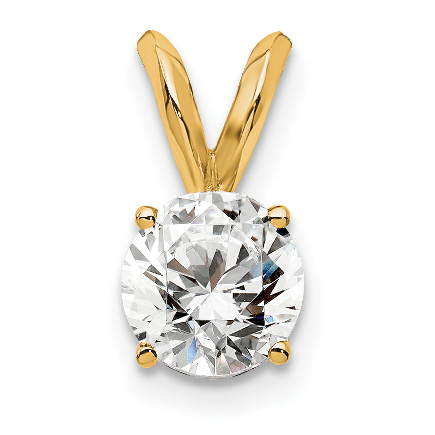 14k Yellow Gold 14k 1/2 carat Lab Grown Diamond VS+ F+ Round Complete Four Prong Solitaire Pendant