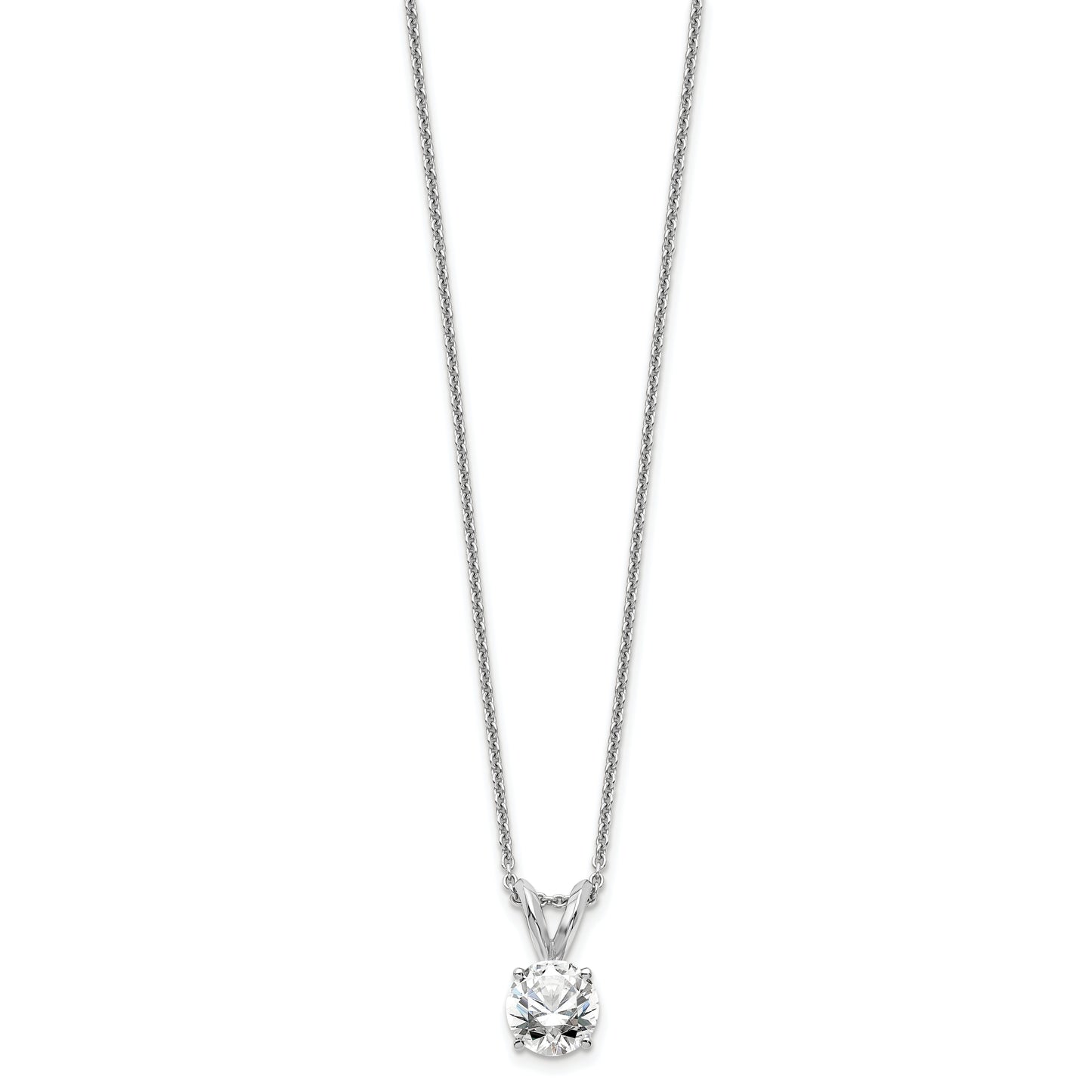 14k White Gold 1/2 Ct. Lab Grown Diamond VS/SI+ G+ Round Four Prong 18 inch Solitaire Pendant Necklace