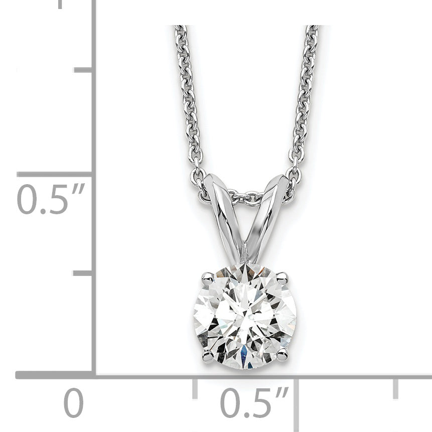 14k White Gold 1/2 Ct. Lab Grown Diamond VS/SI+ G+ Round Four Prong 18 inch Solitaire Pendant Necklace