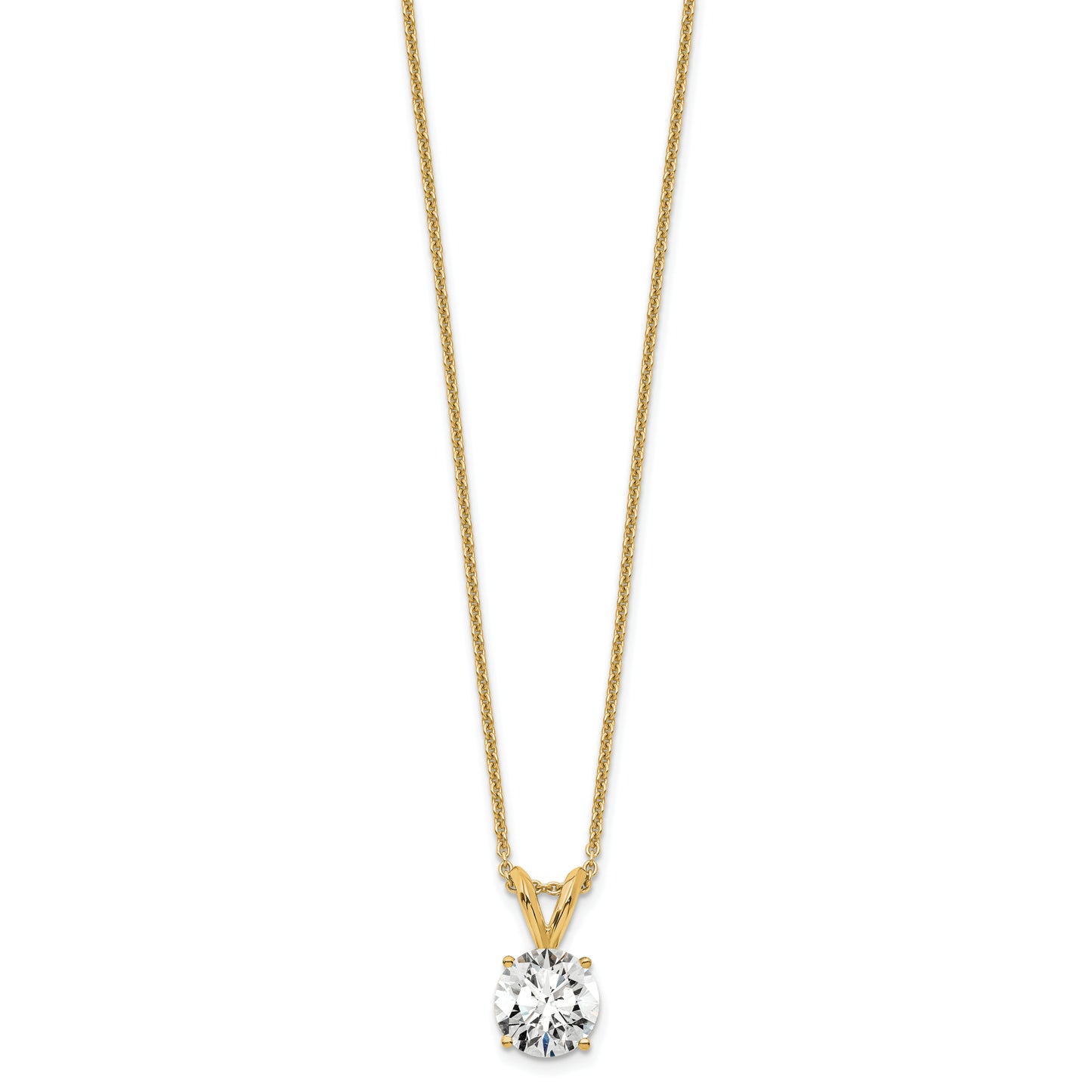 14k Yellow Gold 3/4 Ct. Certified Lab Grown Diamond VS/SI+ G+ Round Four Prong 18 inch Solitaire Pendant Necklace