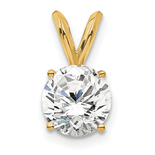 14k Yellow Gold 3/4 Ct. Certified Lab Grown Diamond VS/SI+ G+ Round Four Prong Solitaire Pendant