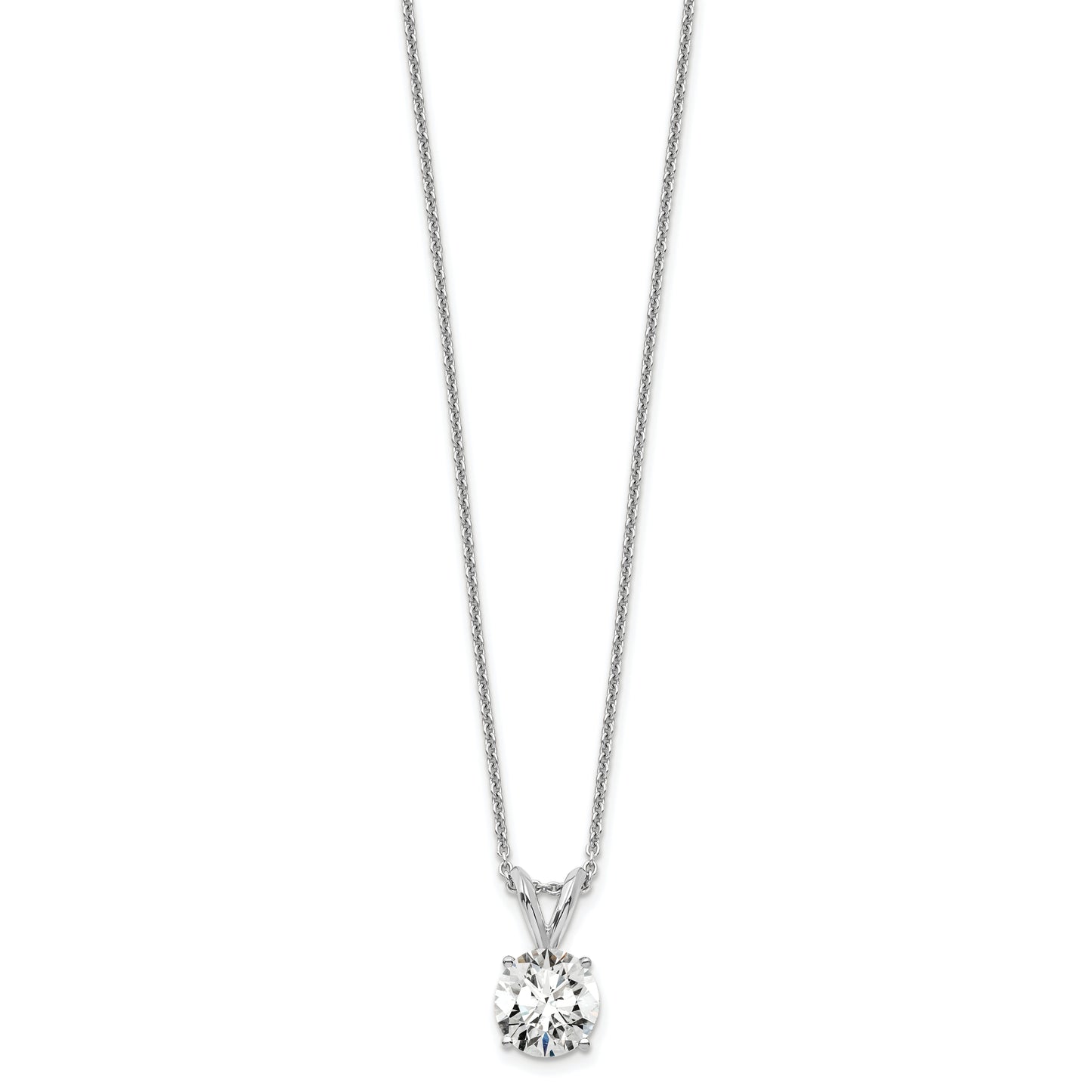 14k White Gold 3/4 Ct. Certified Lab Grown Diamond VS/SI+ G+ Round Four Prong 18 inch Solitaire Pendant Necklace