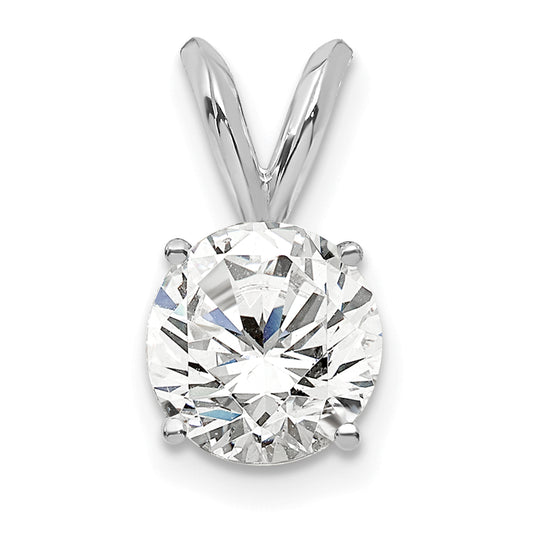 14k White Gold 3/4 Ct. Certified Lab Grown Diamond VS/SI+ G+ Round Four Prong Solitaire Pendant