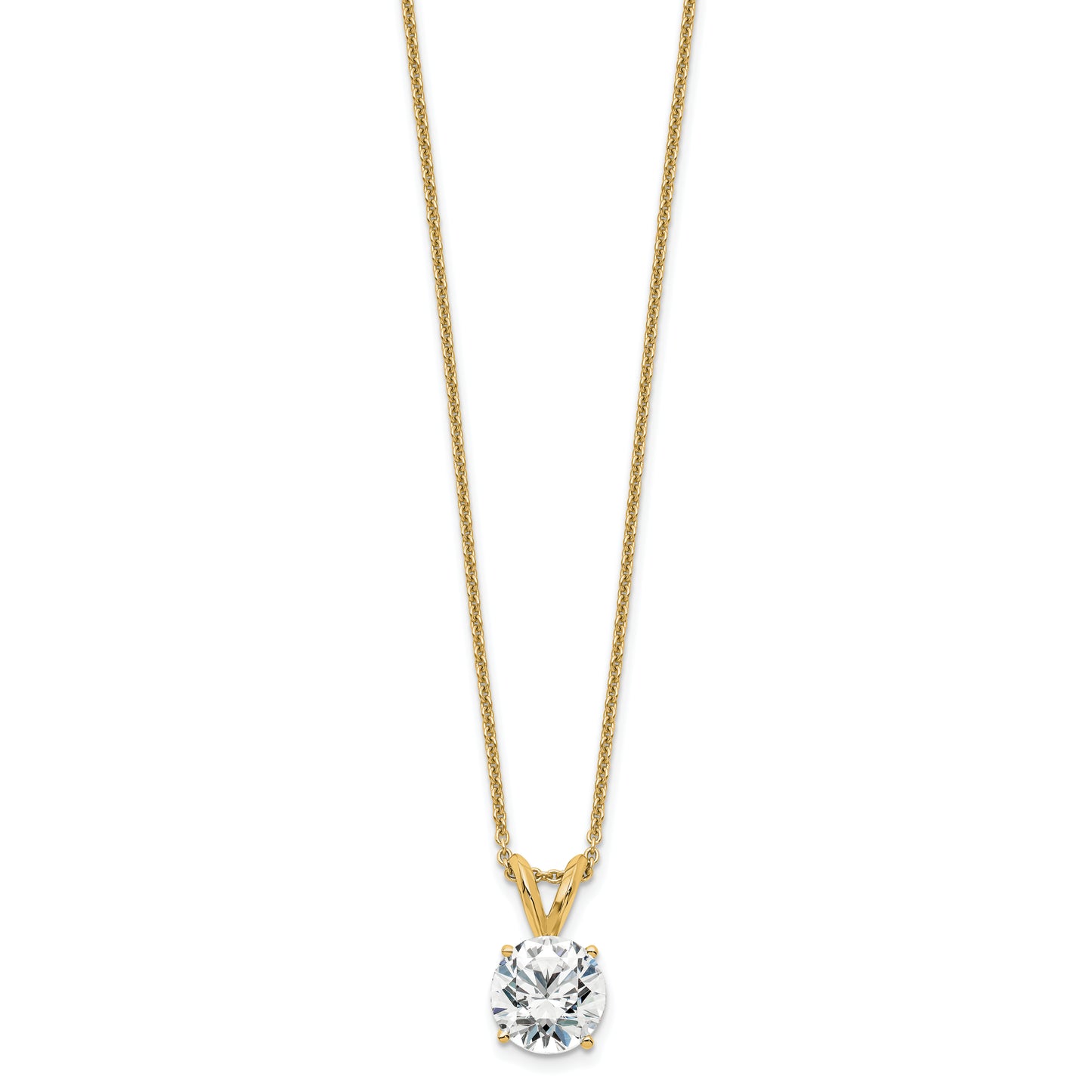 14k Yellow Gold 1 Ct. Certified Lab Grown Diamond VS/SI+ G+ Round Four Prong 18 inch Solitaire Pendant Necklace