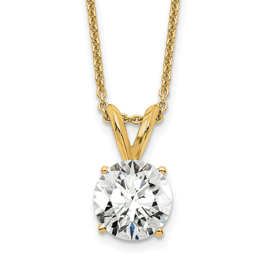 14k Yellow Gold 1 Ct. Certified Lab Grown Diamond VS/SI+ G+ Round Four Prong 18 inch Solitaire Pendant Necklace