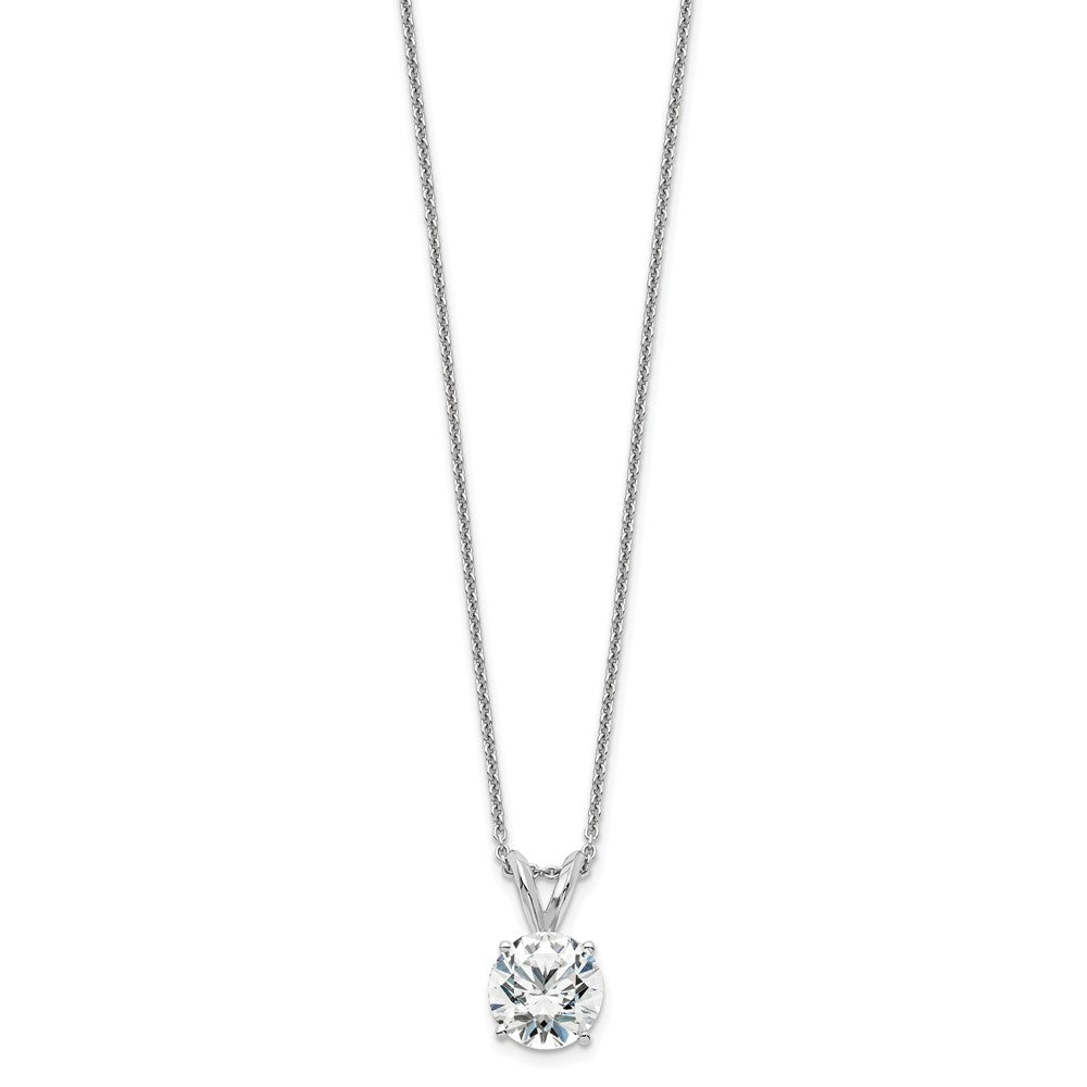 14k White Gold 1 Ct. Lab Grown Diamond VS+ F+ Round Complete Four Prong 18 inch Solitaire Pendant Necklace