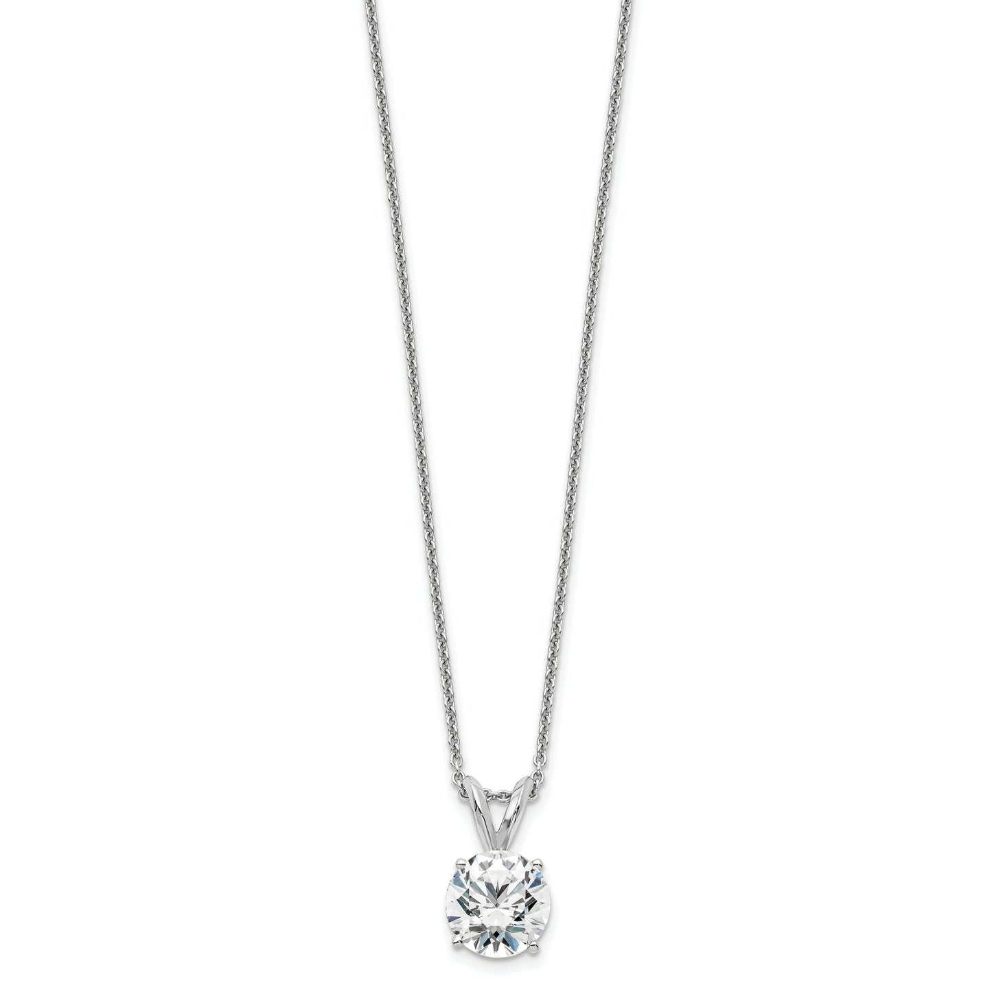 14k White Gold 1 Ct. Certified Lab Grown Diamond VS/SI+ G+ Round Four Prong 18 inch Solitaire Pendant Necklace