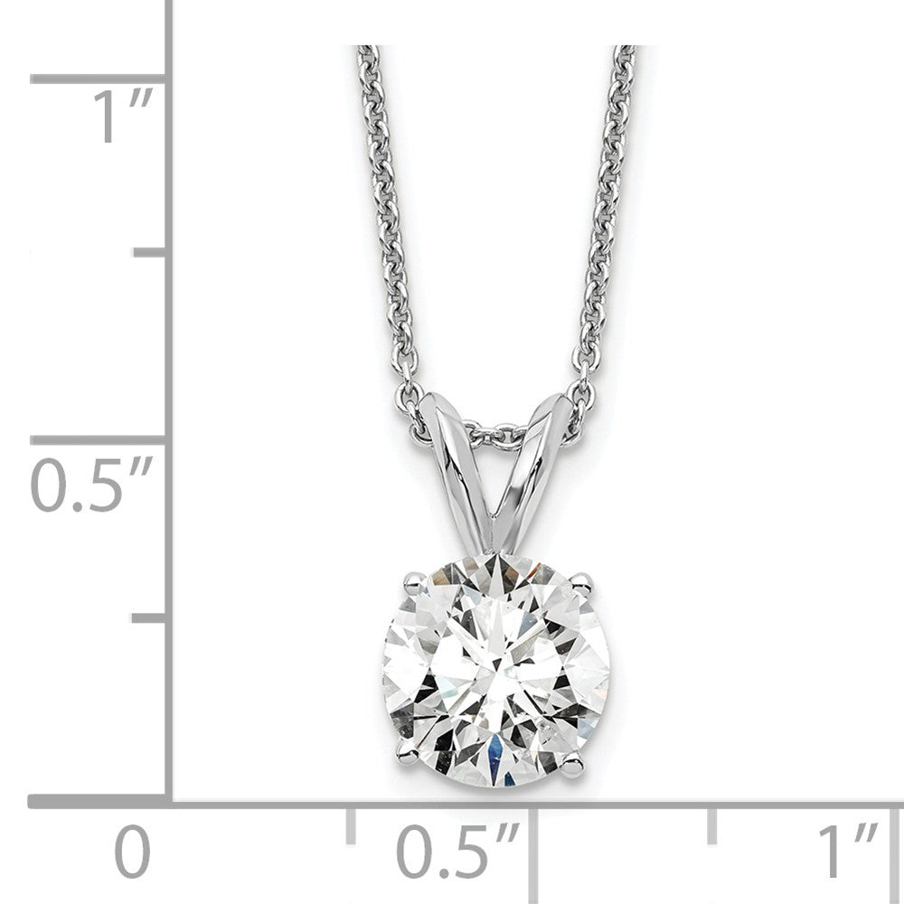 14k White Gold 1 Ct. Lab Grown Diamond VS+ F+ Round Complete Four Prong 18 inch Solitaire Pendant Necklace