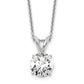 14k White Gold 1 Ct. Lab Grown Diamond VS+ F+ Round Complete Four Prong 18 inch Solitaire Pendant Necklace