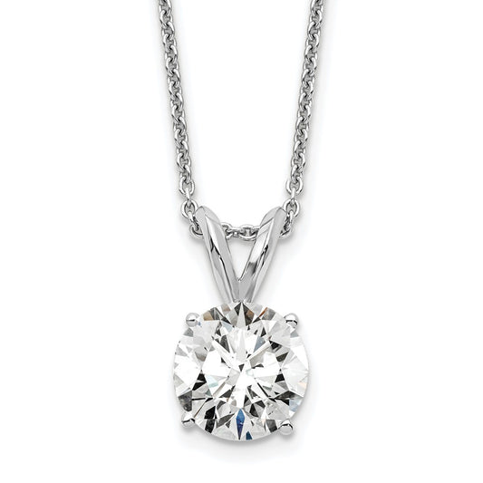 14k White Gold 1 Ct. Lab Grown Diamond VS+ F+ Round Complete Four Prong 18 inch Solitaire Pendant Necklace