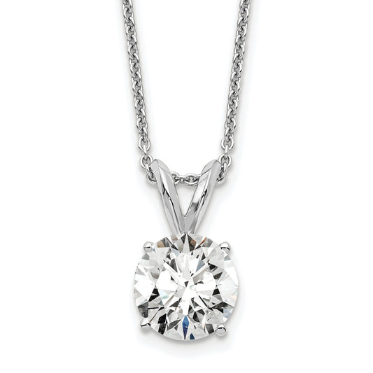 14k White Gold 1 Ct. Certified Lab Grown Diamond VS/SI+ G+ Round Four Prong 18 inch Solitaire Pendant Necklace