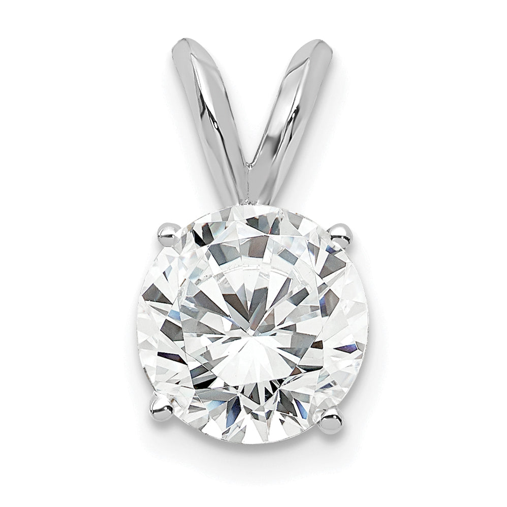 14k White Gold 1 Ct. Lab Grown Diamond VS+ F+ Round Four Prong Solitaire Pendant