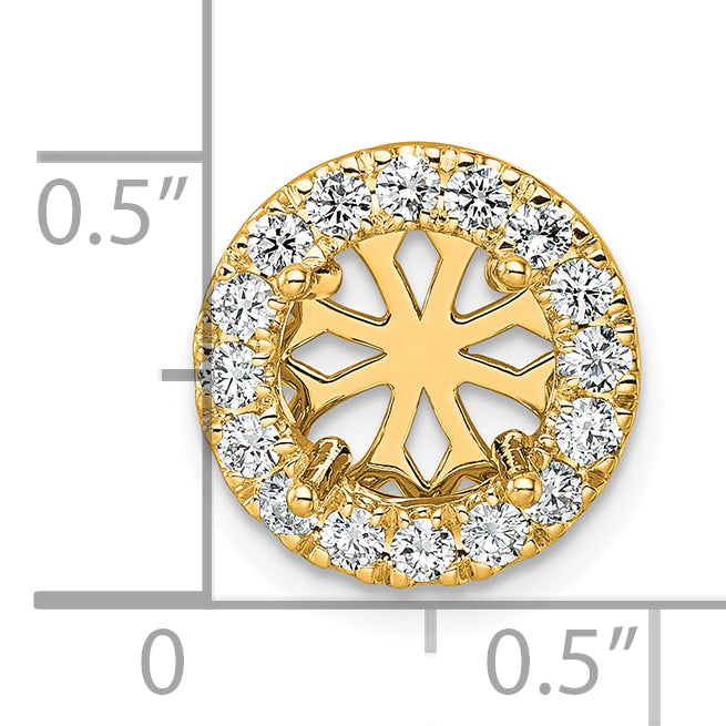 14k Yellow Gold White 1/2 Ct. Lab Grown Diamond VS/SI+ G+ Round Halo Chain Slide Pendant