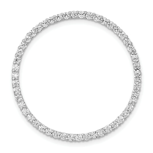 14k White Gold 1 Ct. Lab Grown Diamond VS/SI+ G+ Circle Chain Slide Pendant