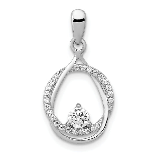 14k White Gold 1/3 Ct. Lab Grown Diamond VS/SI+ G+ Fashion Circle and Teardrop Pendant