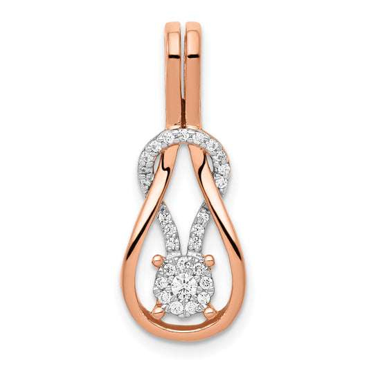 14k Rose Gold 1/6 Ct. Lab Grown Diamond VS/SI+ G+ Knot Chain Slide Pendant